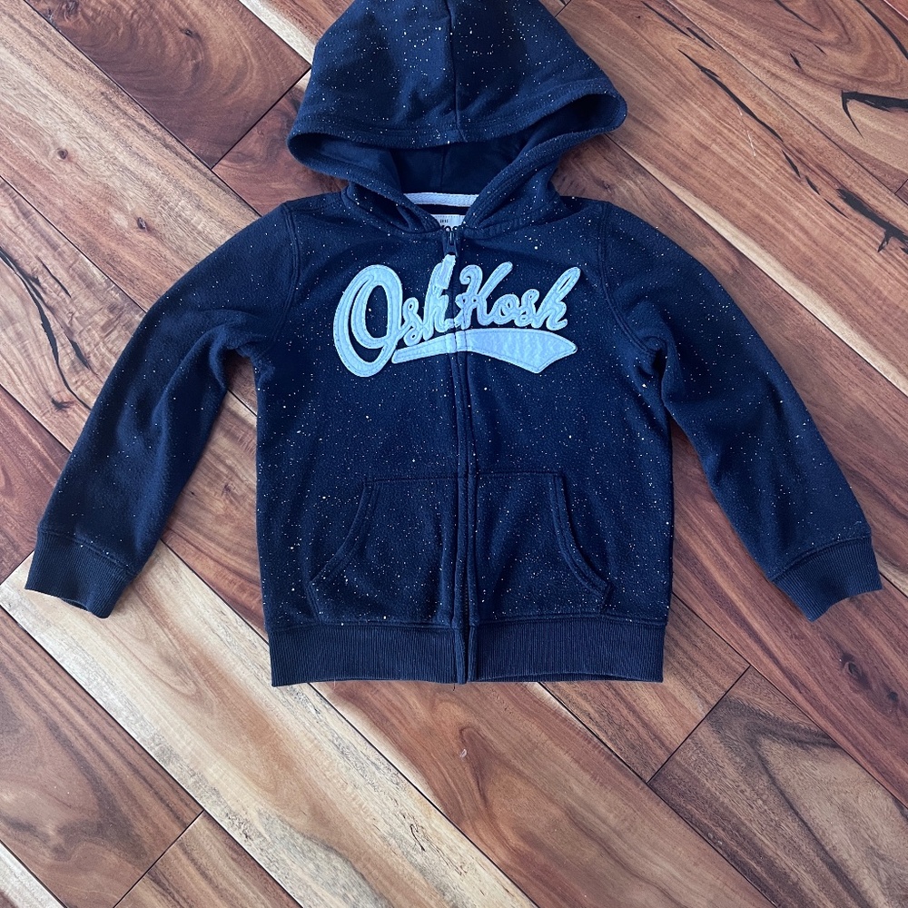 OshKosh girls black glitter hooded Jacket size 4T